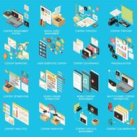 Content Management Isometric Concept Icon Set vector