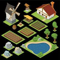 Game Colored Isometric Icon Set vector