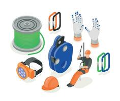 Industrial Climber Equipment Isometric set vector