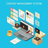 Content Management Isometric Colored Composition vector