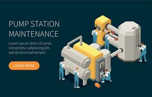 Industrial Maintenance Engineer Technician Colored And Isometric Concept vector