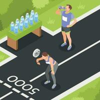 maratón corredores isométrica antecedentes vector