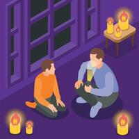 Candlelit Conversation Isometric Background vector