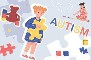 Autism Flat Collage vector