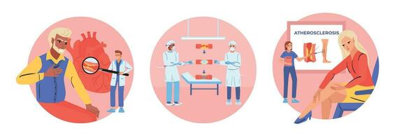 Atherosclerosis Round Compositions Set vector