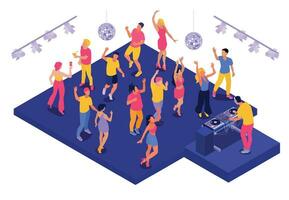 DJ Party Isometric Composition vector