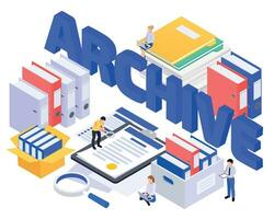 Archive Isometric Text Composition vector