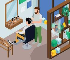 Barber With Client Composition vector