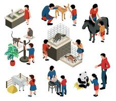 Isometric Mini Zoo Set vector