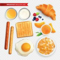 desayuno realista transparente conjunto vector