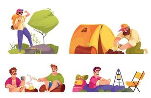 Camping Flat Set vector