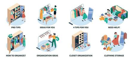 Wardrobes Isometric Set vector