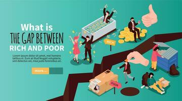 Wealth Gap Horizontal Banner vector