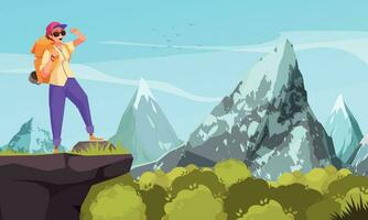 Hiking Cartoon Composition vector