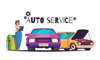 Auto Service Cartoon Background vector