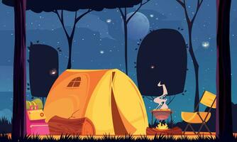 Camping Cartoon Illustration vector