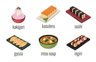 Asian Food Cartoon Set vector