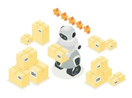 Robotic Delivery Isometric Concept vector