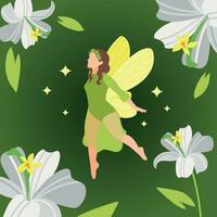 Beautiful Fairy With Butterfly Wings vector