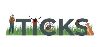 Ticks Flat Text Composition vector