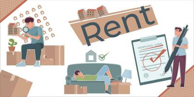 Renting Apartment Flat Collage vector