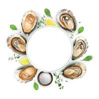 Realistic Oysters Frame Composition vector