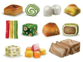 Turkish Sweets Realistic Set vector