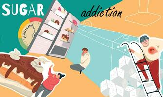 Sugar Addiction Flat Collage vector