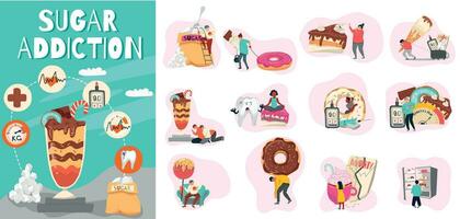 Sugar Addiction Flat Compositions vector