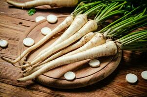 Fresh parsley root . photo