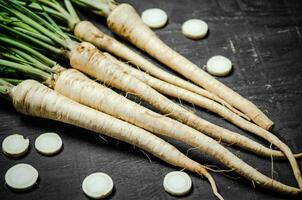 Fresh parsley root . photo