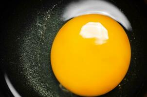 Chicken yolk from an egg in cup. photo