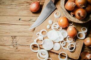 Fresh chopped onion. photo