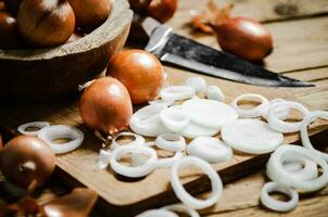 Fresh chopped onion. photo