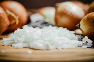 Fresh chopped onion. photo