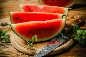 Sliced fresh watermelon . photo