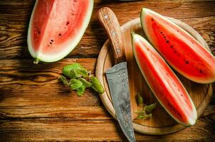 Sliced fresh watermelon . photo