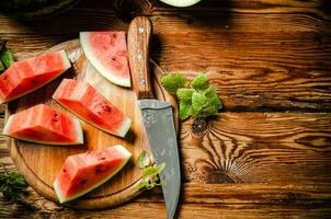 Sliced fresh watermelon . photo