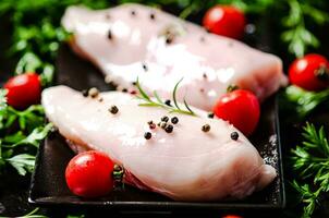 Fresh chicken fillet with spices. photo