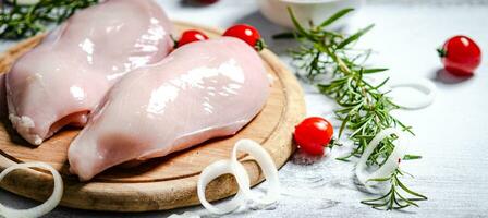 Fresh chicken fillet with spices. photo