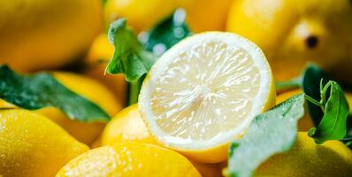 Fresh lemons macro. photo