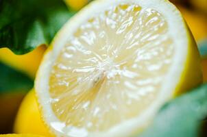 Fresh lemons macro. photo