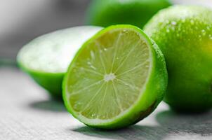 Fresh limes . top view photo