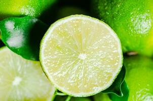 Fresh limes . top view photo