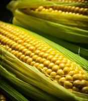 Fresh corn on wooden table. photo