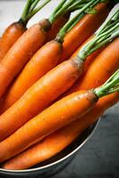 Fresh carrots in basket. photo