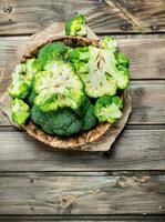 Ripe broccoli in the basket. photo