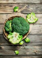 Ripe broccoli in the basket. photo