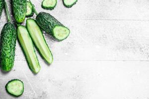 Pieces of fresh cucumbers. photo