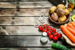 Healthy food. Ripe organic vegetables with spices. photo